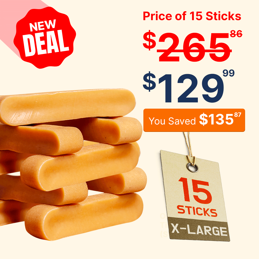 XL Yak Cheese Dog Chews for Most Aggressive Chewers Under 70 lbs - Natural & Long-Lasting