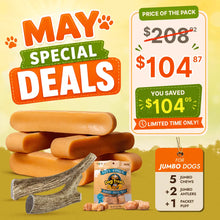 Jumbo Dog Super Saver Bundle: 5 Yak Cheese Chews+ 2 Antlers +1 Cheese Puff