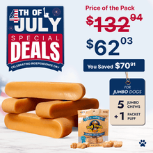 Jumbo Himalayan yak chew (2lbs) + yak cheese puffs bundle | Long-lasting chew & training treats for big dogs