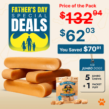 Jumbo Himalayan yak chew (2lbs) + yak cheese puffs bundle | Long-lasting chew & training treats for big dogs