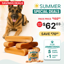 Jumbo Himalayan yak chew (2lbs) + yak cheese puffs bundle | Long-lasting chew & training treats for big dogs