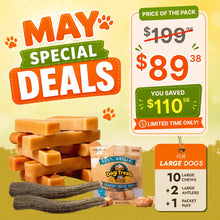 Large Dog Super Saver Bundle: 10 Yak Cheese Chews+ 2 Antlers +1 Cheese Puff