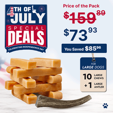 Large Himalayan yak chew (2lbs) + natural elk antler bundle | Long-lasting chews for large dogs & power chewers