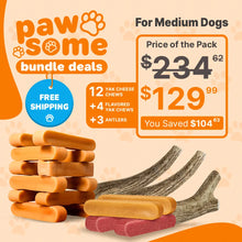 Medium Dog Pawsome Bundle Chew Pack - Long-Lasting & All Natural Dental Treats for Dogs Under 35lbs