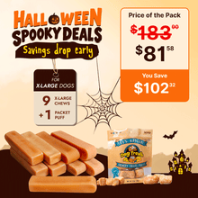 XL Himalayan Yak Chew (3 lbs) + Cheese Puffs | Halloween Treats for Dogs 55-70 lbs