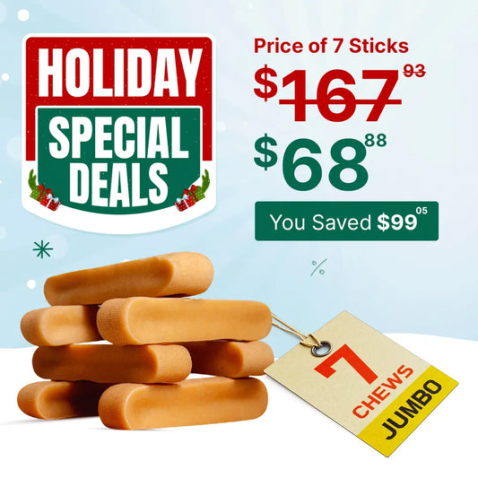 Jumbo Long Lasting Dog Chew for Heavy Chewers - 7 sticks