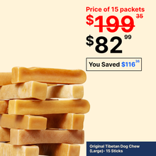 Buy Large 100% Natural Yak Milk Chew for Dogs - 15 sticks