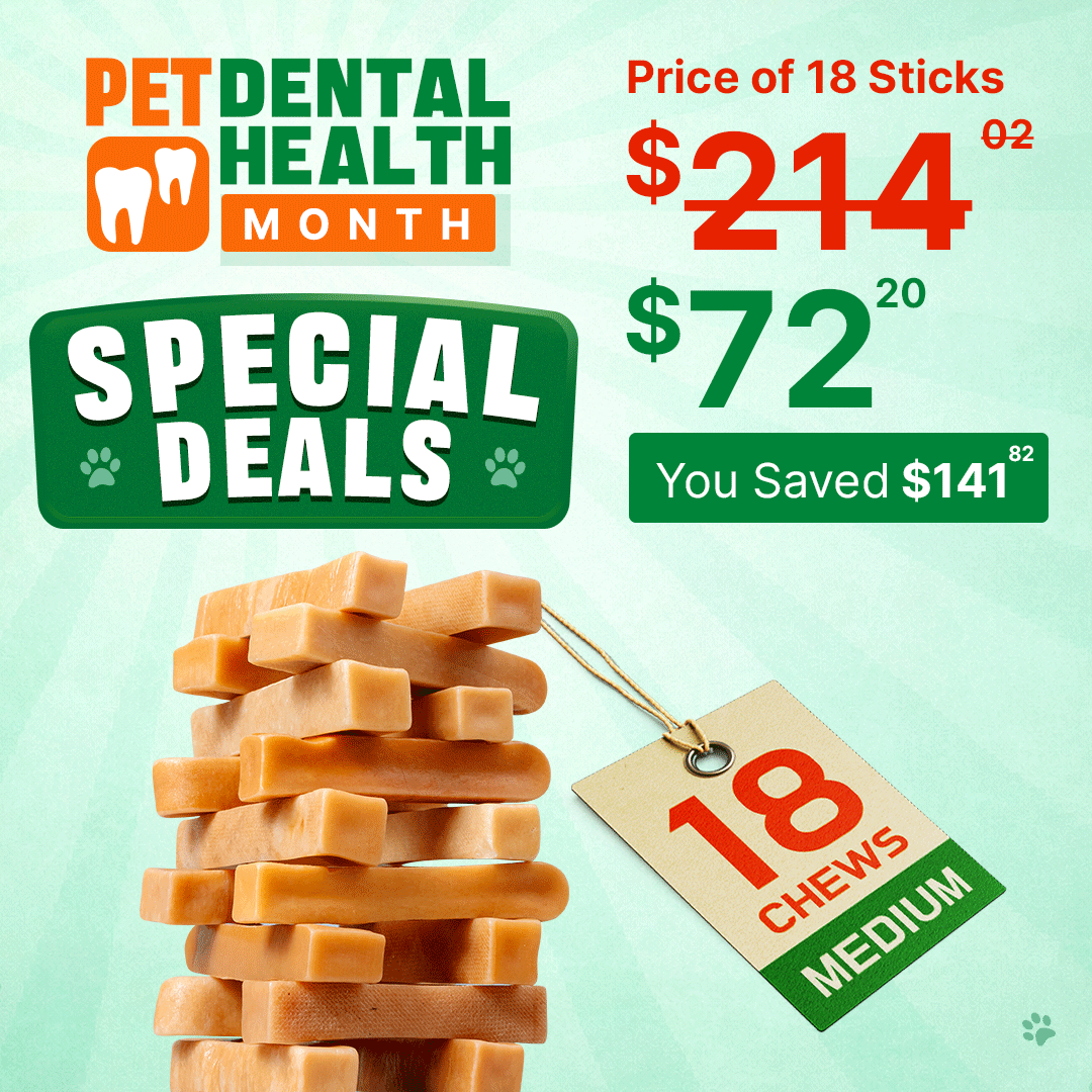 Tibetan Dog Chew – 18 Sticks | Medium Yak Cheese Chews for Healthy Dogs