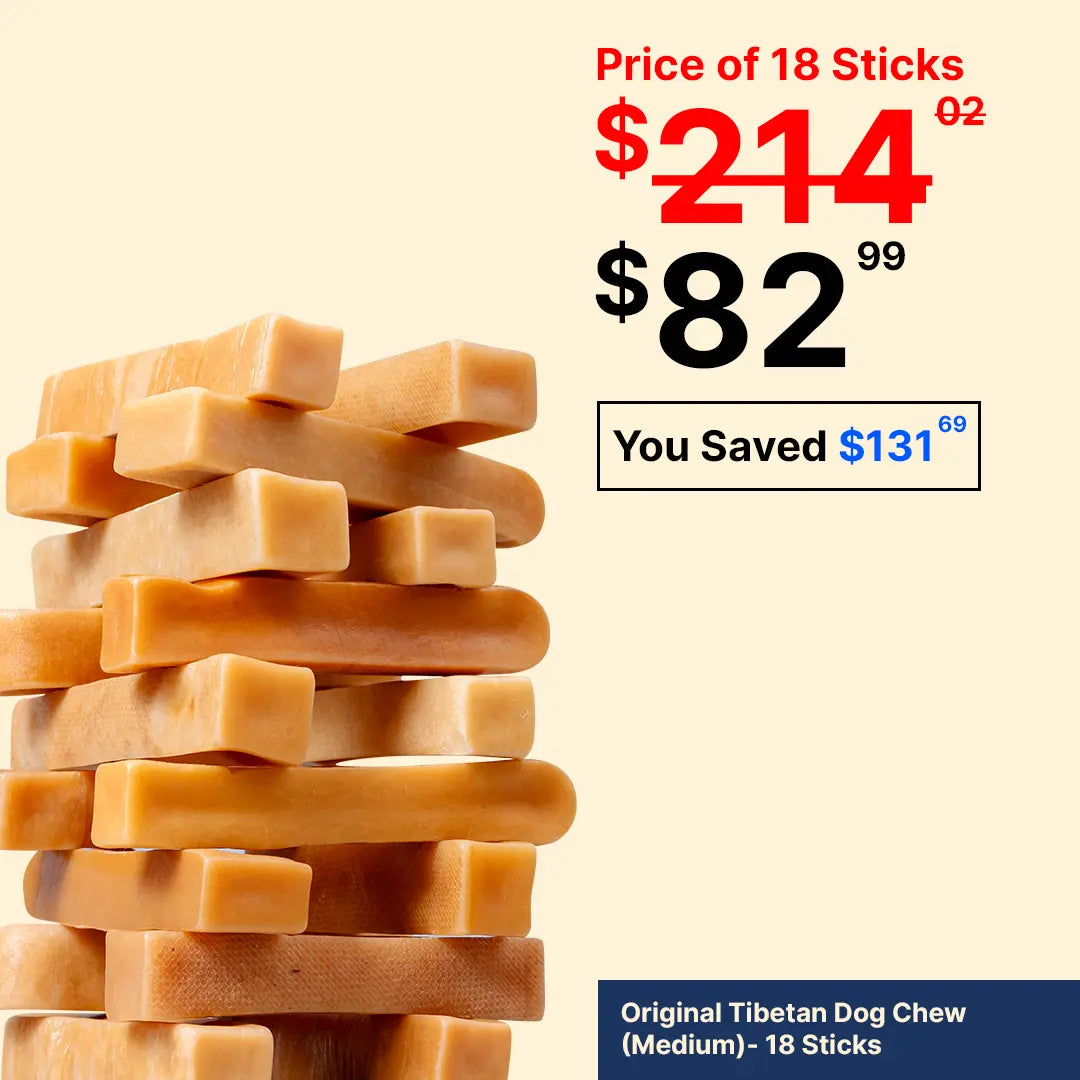 Tibetan Dog Chew – 18 Sticks | Medium Yak Cheese Chews for Healthy Dogs
