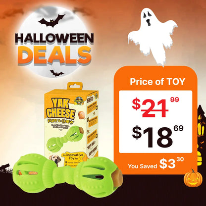 Tibetan Puff and Chew - Interactive Treat Dispenser & Dog Play Toy with 5 Yak Nuggets, for Dogs Under 35 lbs