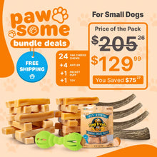 Small Dog Pawsome Bundle Chew Pack - Natural Long-Lasting Dental Chews for Dogs Under 15lbs